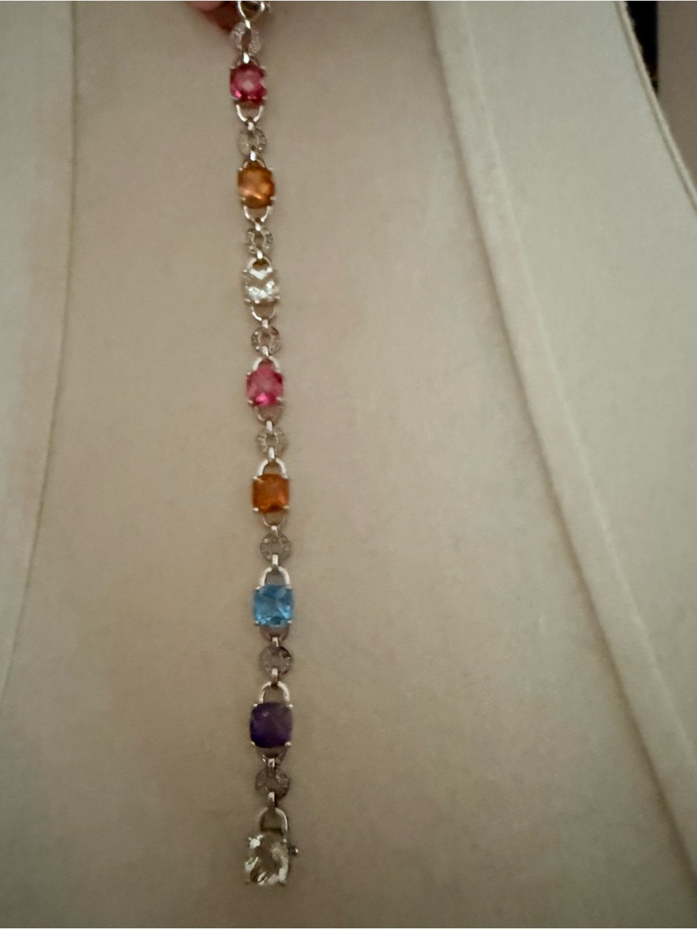 Multi-Color Gemstone Tennis Bracelet - Women Jewelry - Picture 1 of 4